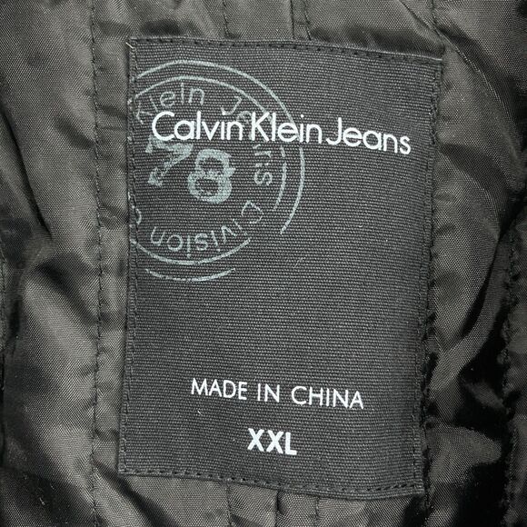 Calvin Klein Mens Colorblock Gray Black Wool Blend Double Breasted Peacoat XXL - Picture 4 of 12